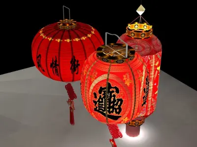 Chinese red lantern 3D model 75