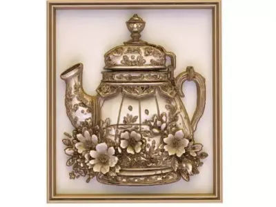  tea pot in relief 3D model
