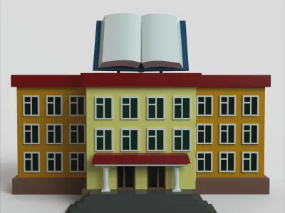 Cartoon High School Low-poly Low-poly 3D model