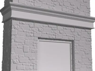 Classic stone Rustic Mantel Fireplace  3D model