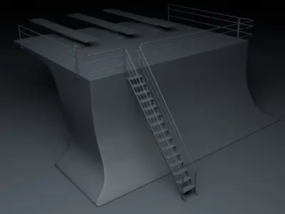3 Meter 10 Feet Triple Springboard Diving Platform 3D model