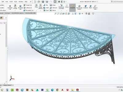 3D glass roof decorative iron for villa 3D model