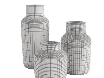Striped Bottle Vase Set Of 3 3D model