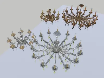 Chandelier pack Low-poly 3D model