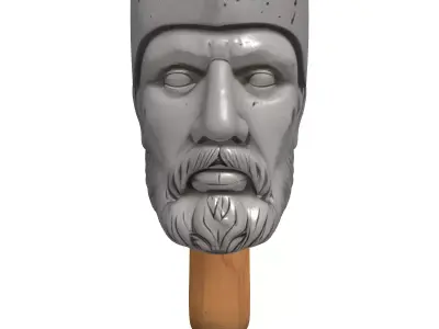 Ancient Philosopher Stone Head Bust Low-poly 3D model