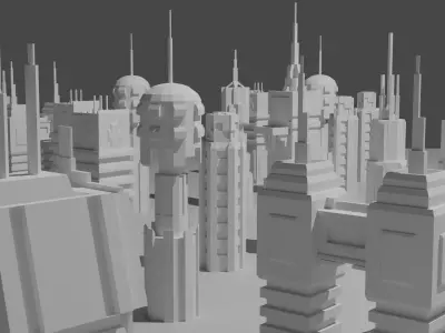 Futuristic Buildings Phase Bundle Free low-poly 3D model
