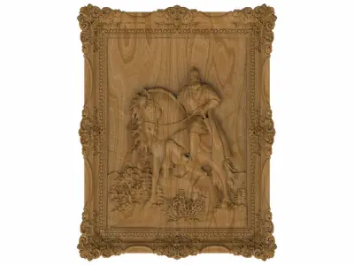 Carved panel painting STL 3D model 2