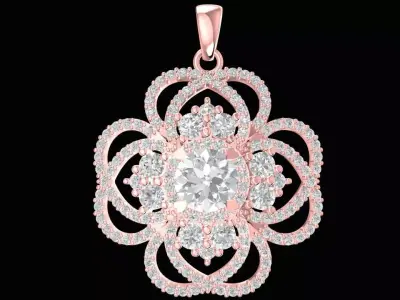 Elegant Floral Diamond Pendant Jewelry 2651 3D print model