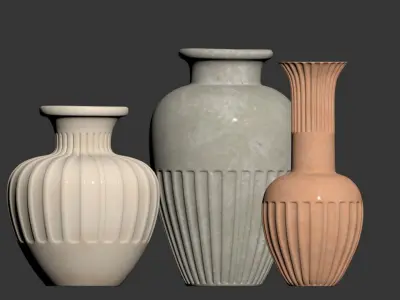 Cannelee Terracotta Vases by Athena Calderone 3D model