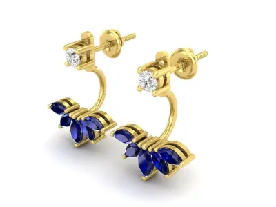 AV 463 Diamond Ladies Stud Earrings Jackets Set 3D print model