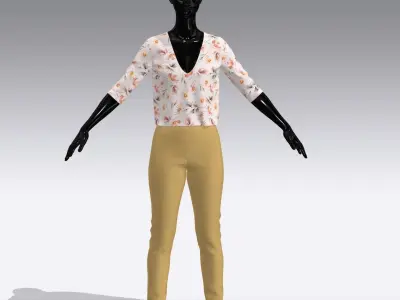 Female Cloth Dress Low-poly 3D model 5