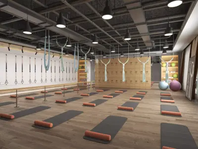 Modern Pilates Studio Interior Scene  3D model