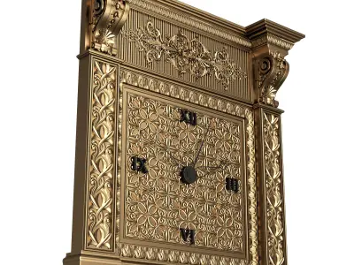 Classic Clock 02 Gold Low-poly 3D model