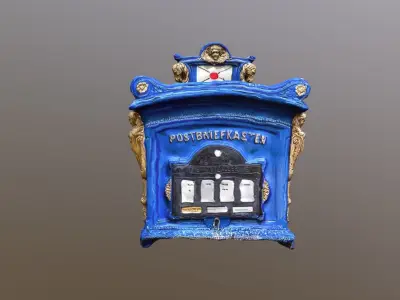 Mailbox vintage blue Low-poly 3D model