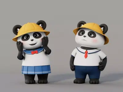 Rigged Cartoon Panda 3D model