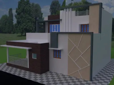 Elevation 4side view Low-poly 3D model