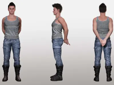 Realistic Male In Casual Outfit Survival - Sport Low-poly 3D model