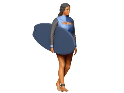 N4 SURFER WITH SURFBOARD IS WALKING 3D print model
