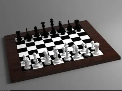 Chess Board and Chess Pieces 3D model