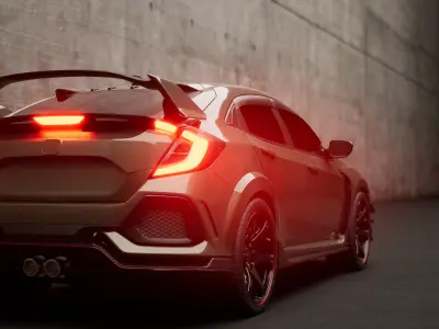 Low poly Honda Civic Type R Varis 2017  without logo Low-poly 3D model