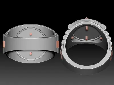 Lion tiger watch Man Ring silver gold printable jewelry  3D print model