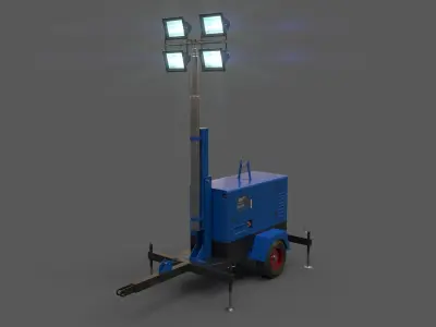 PBR Mobile Light Tower Generator A - Multi color Pack 3D Model Collection