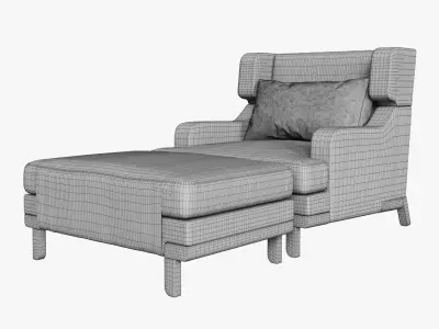 Fauteuil Basil Pouf Otto 3D model