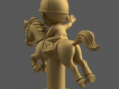 Fun 3D Pony Model for Kids  Perfect Desk Decor with base 3D print model