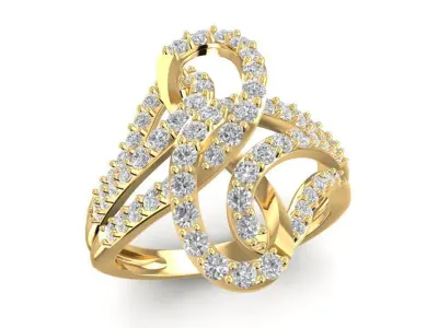 Luxury Twisted Crossover Diamond Ring for Women  1776 3D print model