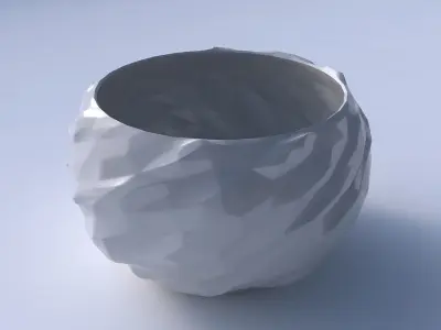 Bowl spheric twisted with low-polygon bulges  3D print model