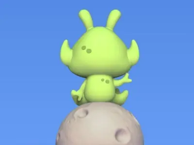 Alien on Moon 3D print model