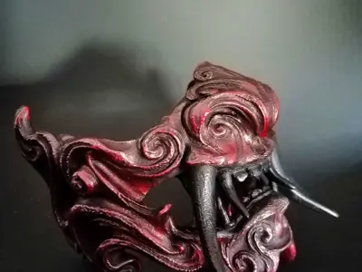 Oni half demon mask 3D print model