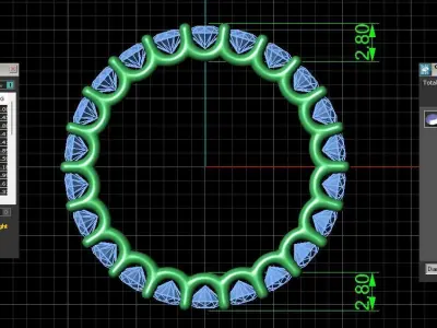 U Shaped Eternity Ring 2 point 6 mm stone size swiss 8 and EU48 3D print model