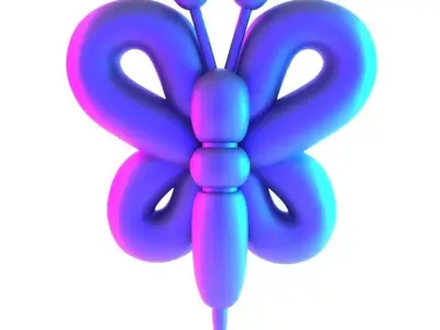 Butterfly Pink Wings Balloon Decoration Props Second Life toy 3D print model