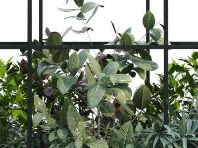 Interior vertical green partition set 198 3D model