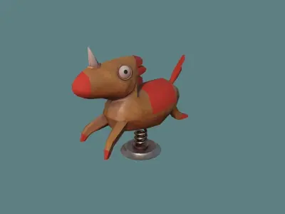 Horse wooden Low-poly 3D model