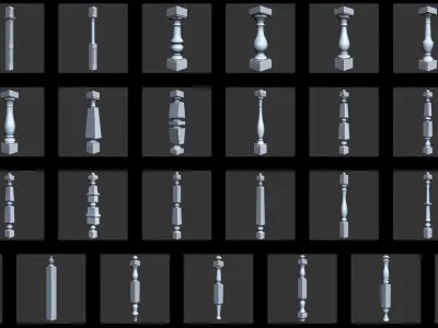 108 Table Legs IMM Brushes Pack Low-poly 3D model