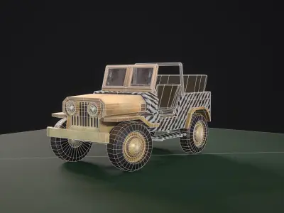 stylized safary car Low-poly 3D model