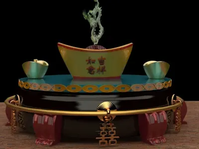 chinese gold ingot  3D model