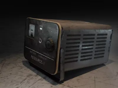 Soviet used old car battery charger from USSR RECOURCE-1 Low-poly 3D model
