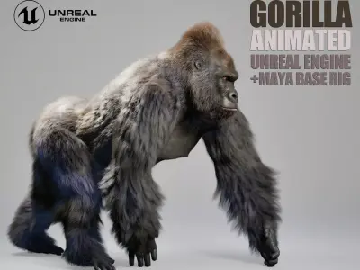 Gorilla Animated UNREAL project  Maya base rig 3D model