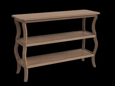 Wooden Curve Legs Console Table Low-poly 3D model