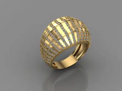 STL 3DM Print Ready Women Diamond Ring Lightweight Printable  3D print model 134