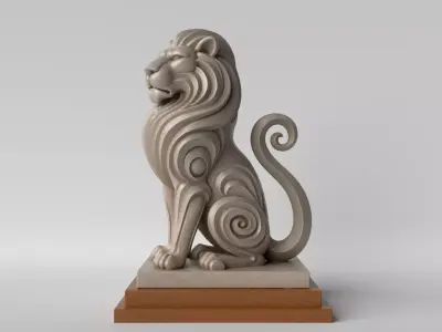 Minimalist Lion Bust  Decorative Sculpture 3D print model