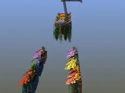 Flower Baskets and Boxes Low-poly 3D model