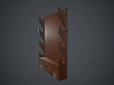 Wooden Weapon Rack 1 PBR Game Ready Low-poly 3D model