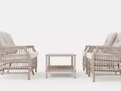 New England sofa set Low-poly 3D model