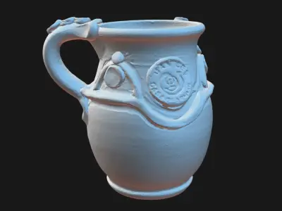 Antique Decorated Vase - 3D scan Low-poly 3D model