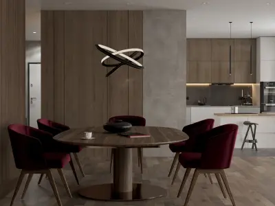 KITCHEN modern with cabinets and wooden counter tops 3D model