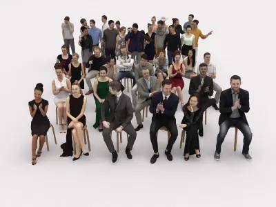40x Crowds 18 Scanned Casual 12 Elegant Sitting People  Low-poly 3D model